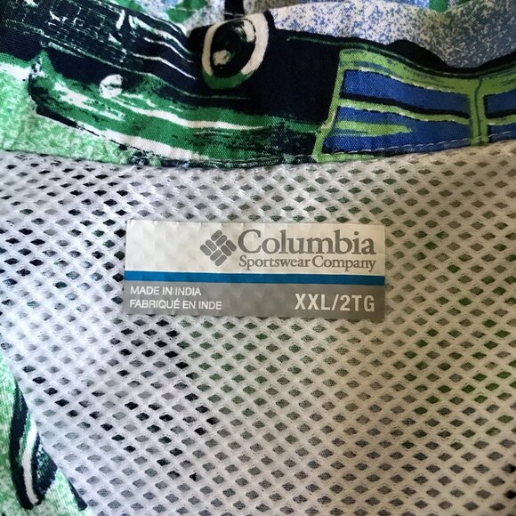 Columbia PFG Trollers Best Fish Print Hawaiian Golf & Fishing Shirt Size XXL - Picture 3 of 5